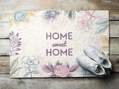 Tappeto per ingresso moderno Home sweet home Fiori disegnati