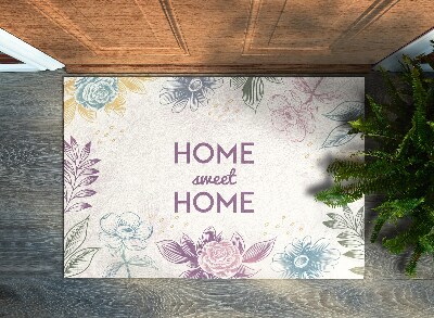 Tappeto per ingresso moderno Home sweet home Fiori disegnati