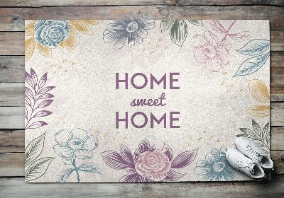 Tappeto per ingresso moderno Home sweet home Fiori disegnati