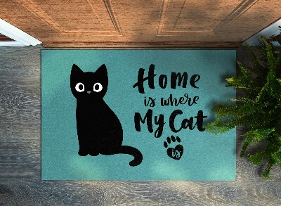 Tappeto per ingresso moderno Home is where my cat is