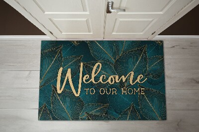 Tappeto per ingresso moderno Welcome to our home Motivo scuro