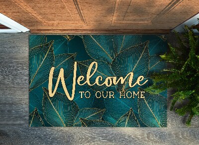 Tappeto per ingresso moderno Welcome to our home Motivo scuro