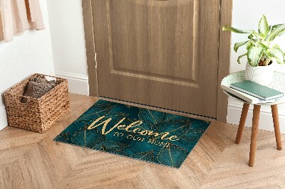 Tappeto per ingresso moderno Welcome to our home Motivo scuro