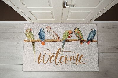 Tappeto da ingresso Welcome pappagalli