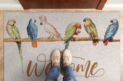 Tappeto da ingresso Welcome pappagalli