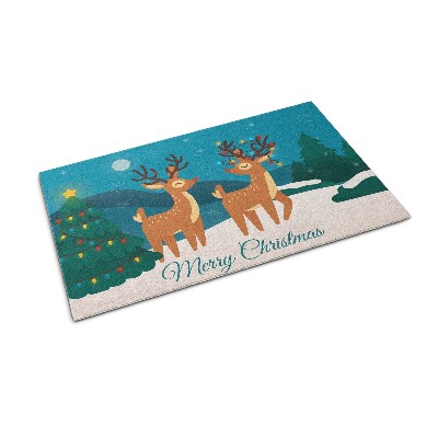 Tappeto ingresso interno Merry Christmas Due renne