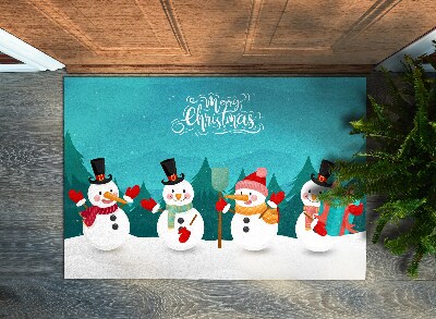 Tappeto ingresso interno Merry Christmas Pupazzi di neve