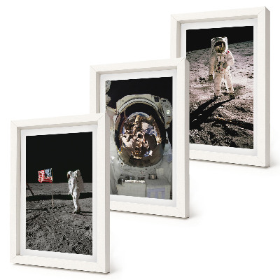 Composizione di 3 quadri Foto di astronauti che atterrano sulla Luna