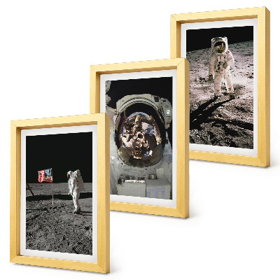 Composizione di 3 quadri Foto di astronauti che atterrano sulla Luna