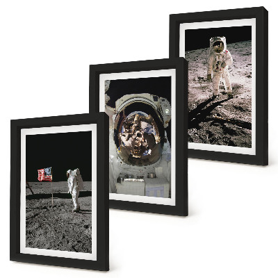 Composizione di 3 quadri Foto di astronauti che atterrano sulla Luna