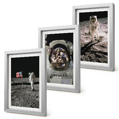 Composizione di 3 quadri Foto di astronauti che atterrano sulla Luna