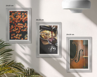 Composizione di 3 quadri Fiori romantici vintage, vino e violino