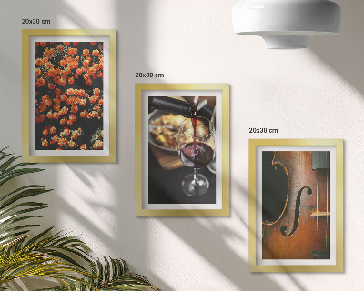 Composizione di 3 quadri Fiori romantici vintage, vino e violino