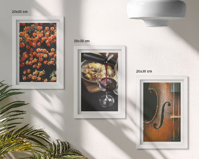 Composizione di 3 quadri Fiori romantici vintage, vino e violino