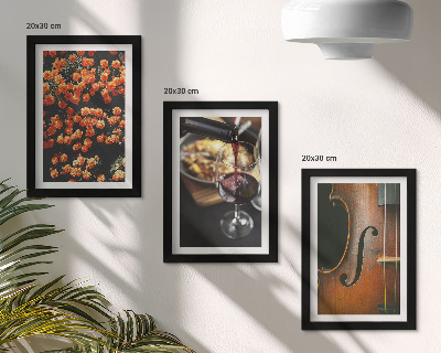 Composizione di 3 quadri Fiori romantici vintage, vino e violino