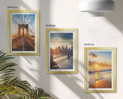 Trittico incorniciato con il tema dei ponti e dei tramonti nel paesaggio urbano