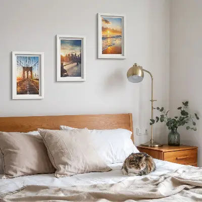 Trittico incorniciato con il tema dei ponti e dei tramonti nel paesaggio urbano