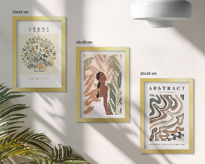 Composizione di 3 quadri Poster minimalisti in stile boho dai colori pastello