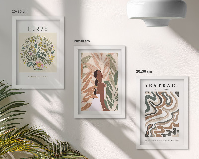 Composizione di 3 quadri Poster minimalisti in stile boho dai colori pastello