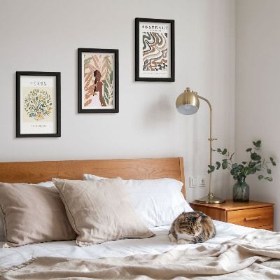 Composizione di 3 quadri Poster minimalisti in stile boho dai colori pastello