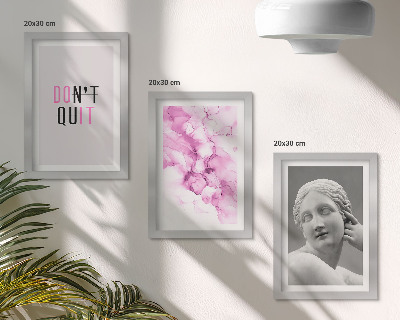 Composizione di 3 quadri Astrazione ad acquerello, slogan ispiratore, scultura antica