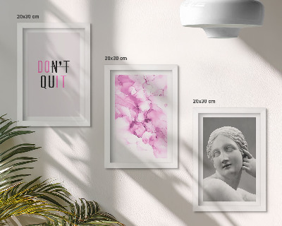 Composizione di 3 quadri Astrazione ad acquerello, slogan ispiratore, scultura antica
