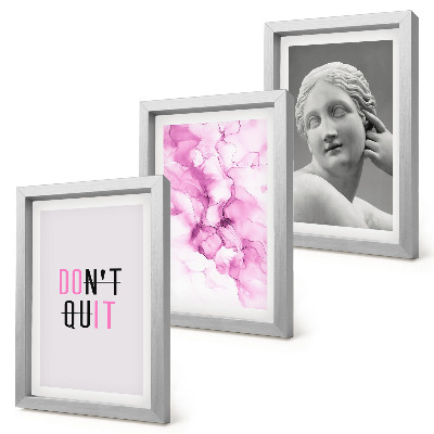 Composizione di 3 quadri Astrazione ad acquerello, slogan ispiratore, scultura antica