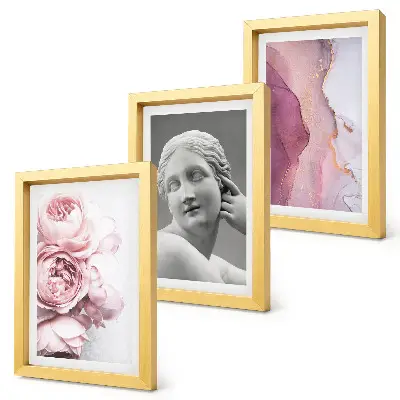 Trittico di peonie con donna astratta scultura romantica incorniciata