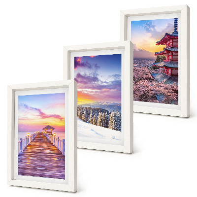 Trittico incorniciato Paesaggi romantici con cieli pittoreschi