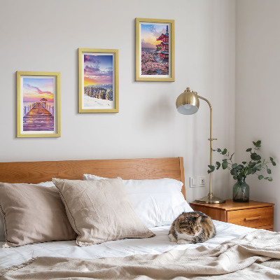 Trittico incorniciato Paesaggi romantici con cieli pittoreschi