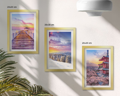 Trittico incorniciato Paesaggi romantici con cieli pittoreschi
