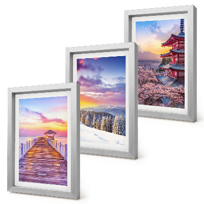 Trittico incorniciato Paesaggi romantici con cieli pittoreschi