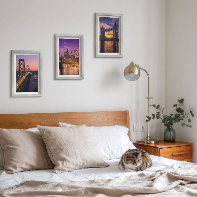 Trittico incorniciato Ponti al tramonto e paesaggi urbani