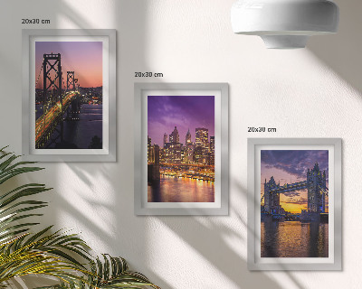 Trittico incorniciato Ponti al tramonto e paesaggi urbani