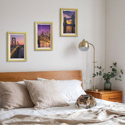 Trittico incorniciato Ponti al tramonto e paesaggi urbani