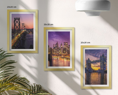Trittico incorniciato Ponti al tramonto e paesaggi urbani