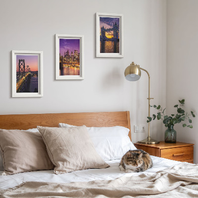 Trittico incorniciato Ponti al tramonto e paesaggi urbani