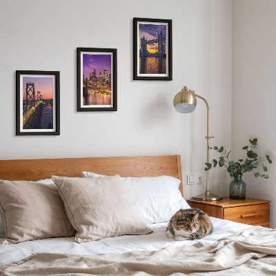Trittico incorniciato Ponti al tramonto e paesaggi urbani
