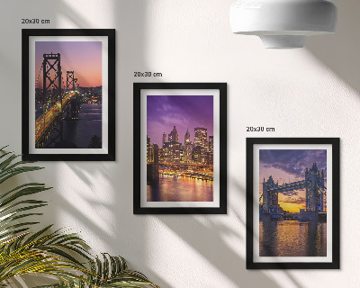 Trittico incorniciato Ponti al tramonto e paesaggi urbani