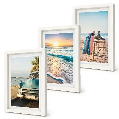 Trittico di quadri vista del tramonto sul mare a Miami