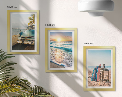 Composizione di 3 quadri Miami, vista del tramonto sul mare durante una vacanza