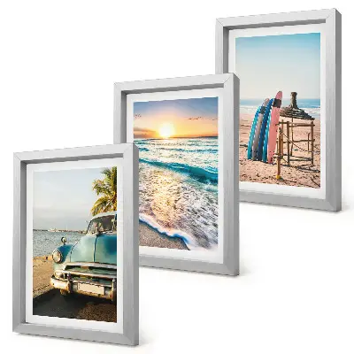 Trittico di quadri vista del tramonto sul mare a Miami