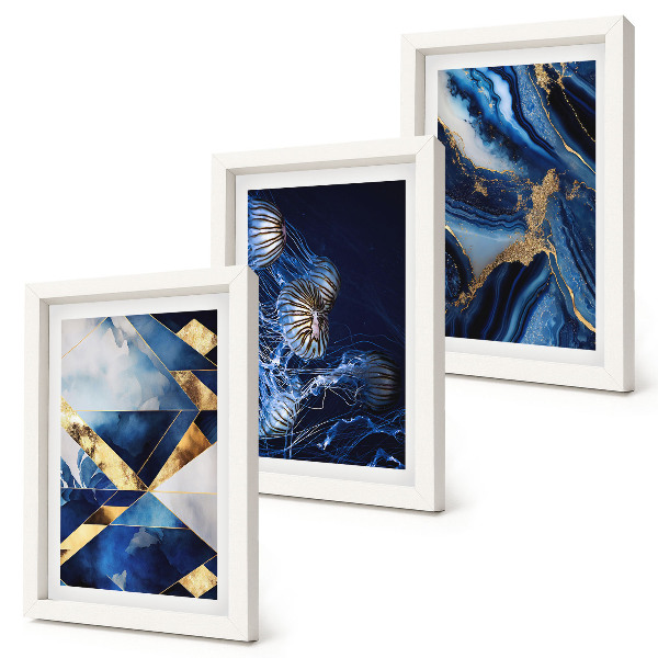 Trittico incorniciato Motivi astratti ed eleganti con accenti