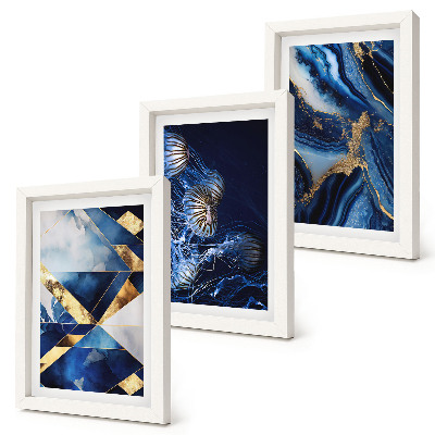 Trittico incorniciato Motivi astratti ed eleganti con accenti