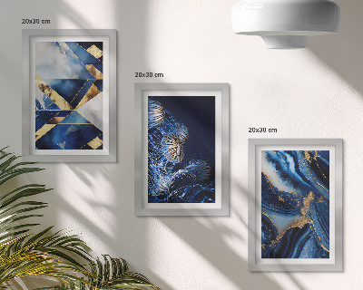 Trittico incorniciato Motivi astratti ed eleganti con accenti