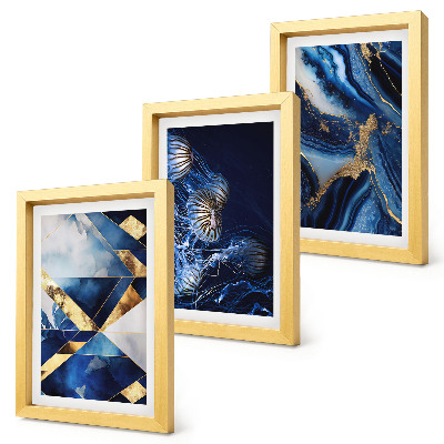 Trittico incorniciato Motivi astratti ed eleganti con accenti