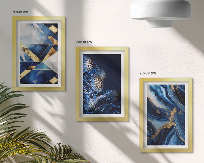 Trittico incorniciato Motivi astratti ed eleganti con accenti