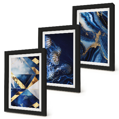Trittico incorniciato Motivi astratti ed eleganti con accenti