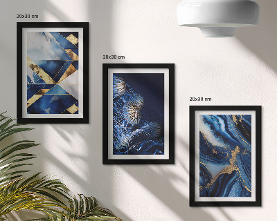 Trittico incorniciato Motivi astratti ed eleganti con accenti