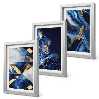 Trittico incorniciato Motivi astratti ed eleganti con accenti